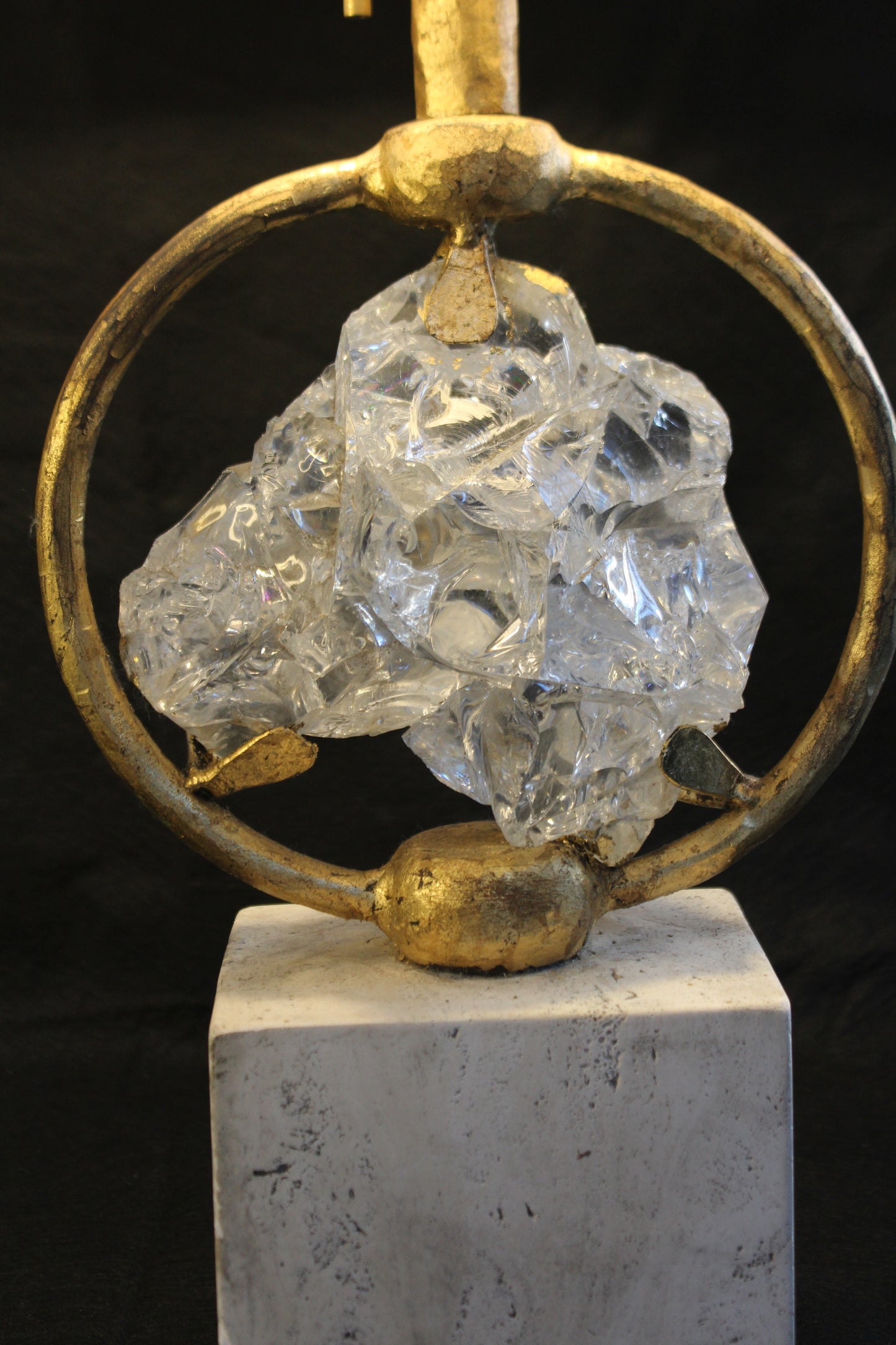 Lampada da Tavolo in ceramica graffita a mano, Anni '70