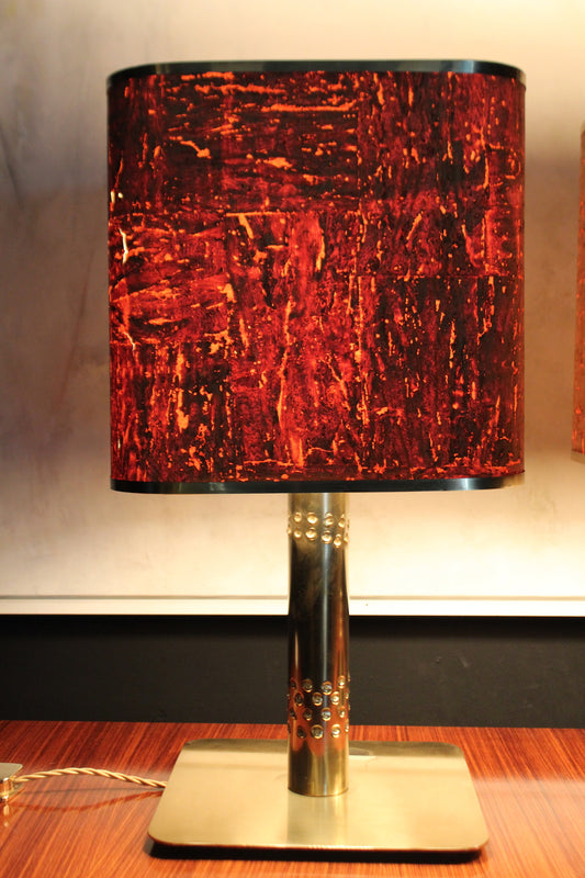 Coppia di Lampade in Ottone e Sughero, Anni '70