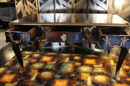 Scrivania Stile Napoleone III con Intarsi in Ottone, Primi '900