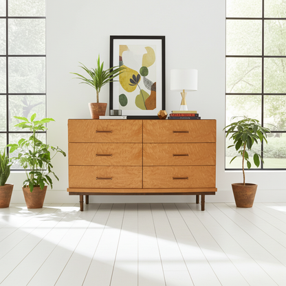 Modernist Chest of Drawers in Cedar Wood and Brass, 1970s