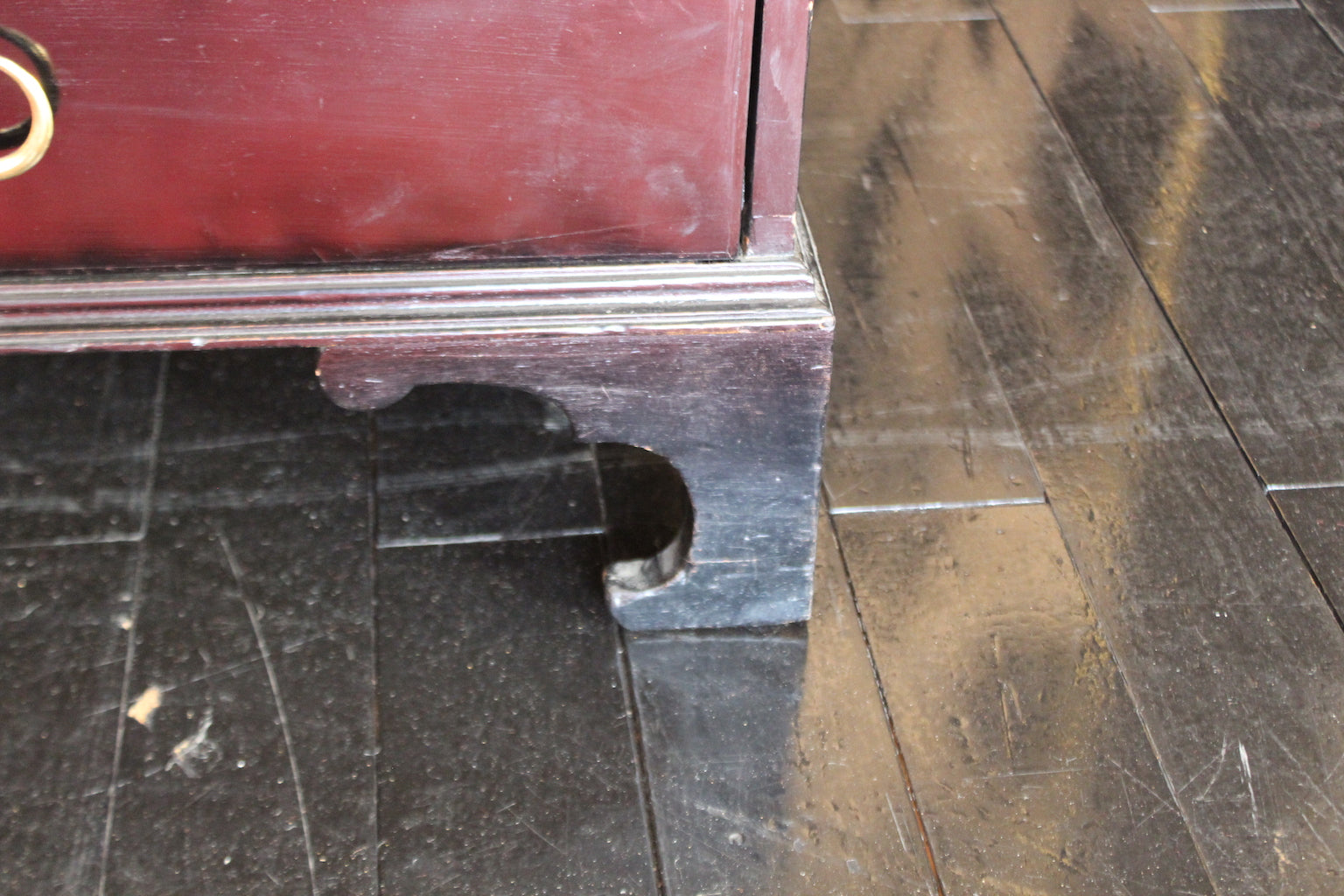 English black lacquered sideboard with brass handles, 1940s