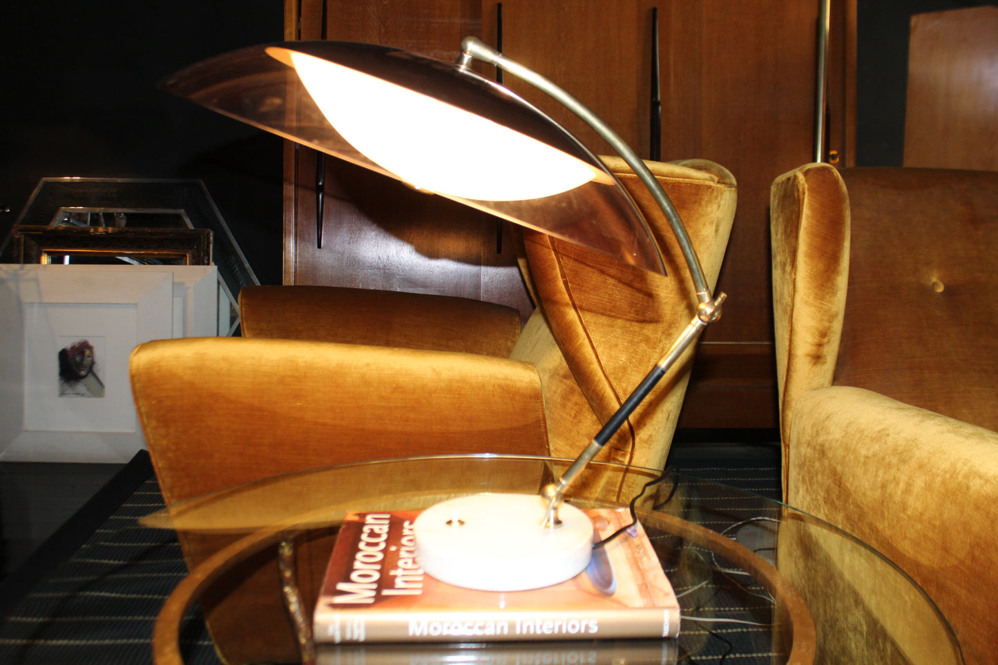 Lampada Stilux 'Orleans Dome' in Marmo e Ottone, Design Anni '50