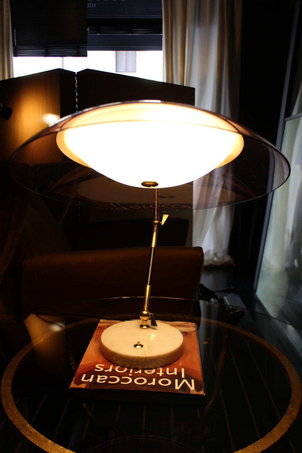 Lampada Stilux 'Orleans Dome' in Marmo e Ottone, Design Anni '50