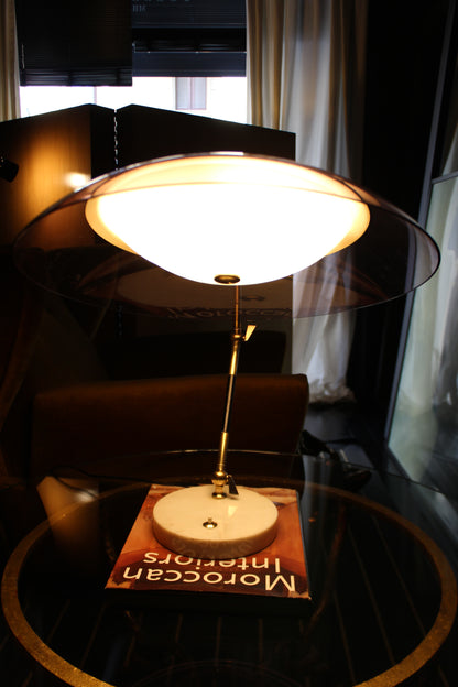 Lampada Stilux 'Orleans Dome' in Marmo e Ottone, Design Anni '50