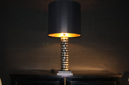 Lampada da Tavolo Etnica in Pelle e Metallo, Design Anni '90