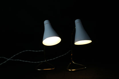 Coppia di Lampade da Tavolo 'Collo di Cigno' in Ottone, Design Anni '50