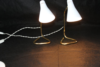 Coppia di Lampade da Tavolo 'Collo di Cigno' in Ottone, Design Anni '50