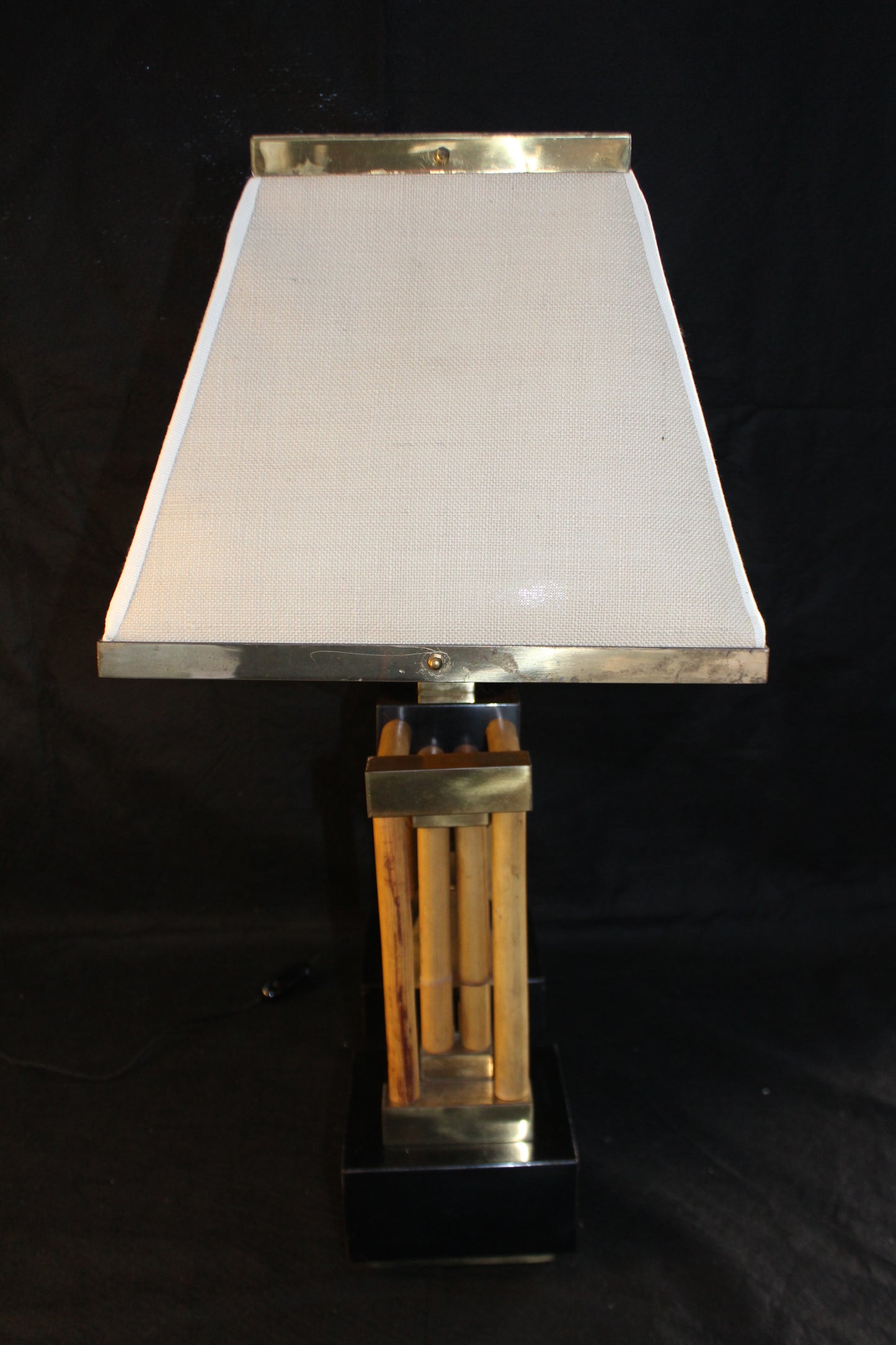 Lampada da Tavolo geometrica in bambù, Anni '70