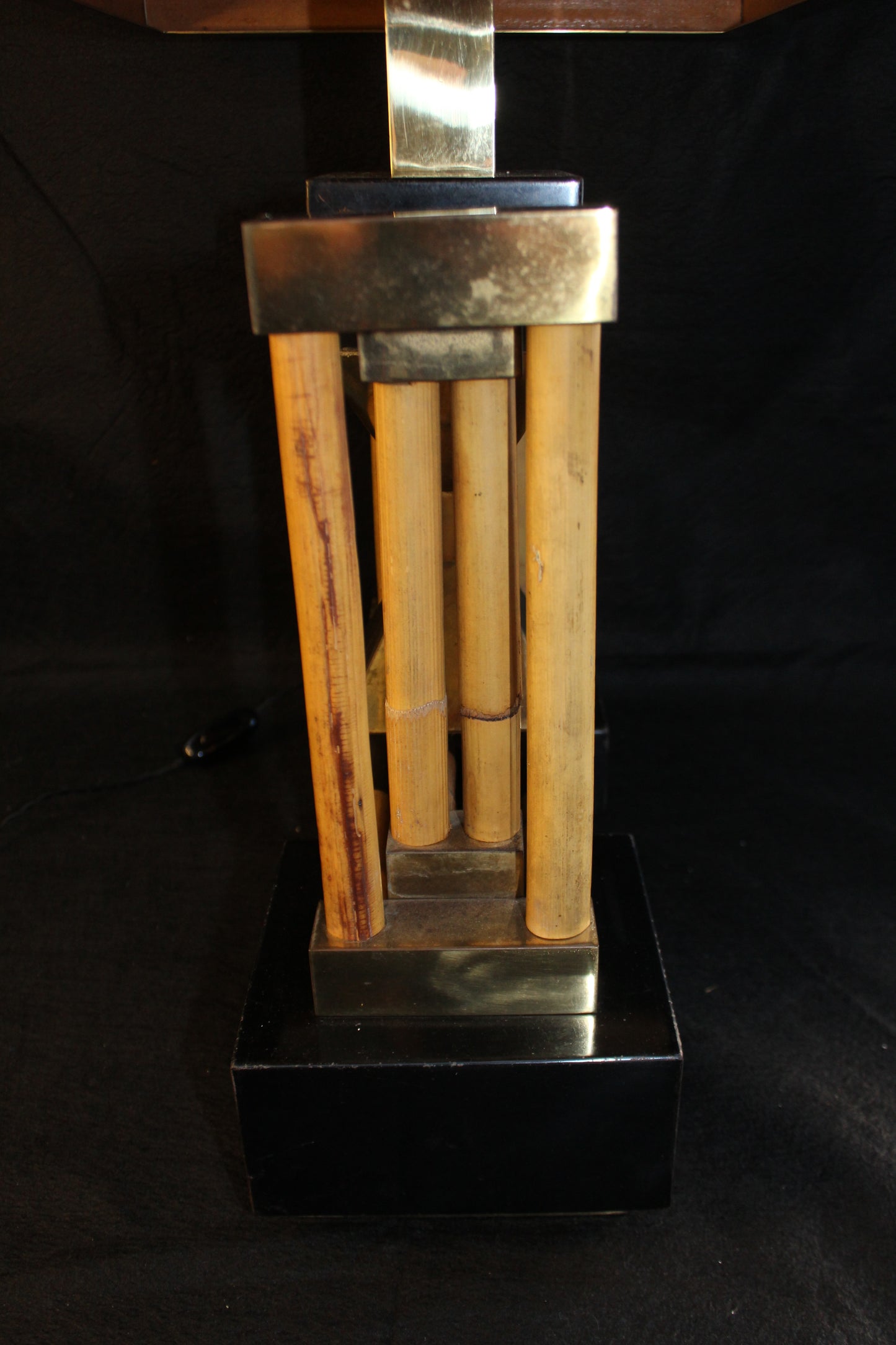 Lampada da Tavolo geometrica in bambù, Anni '70