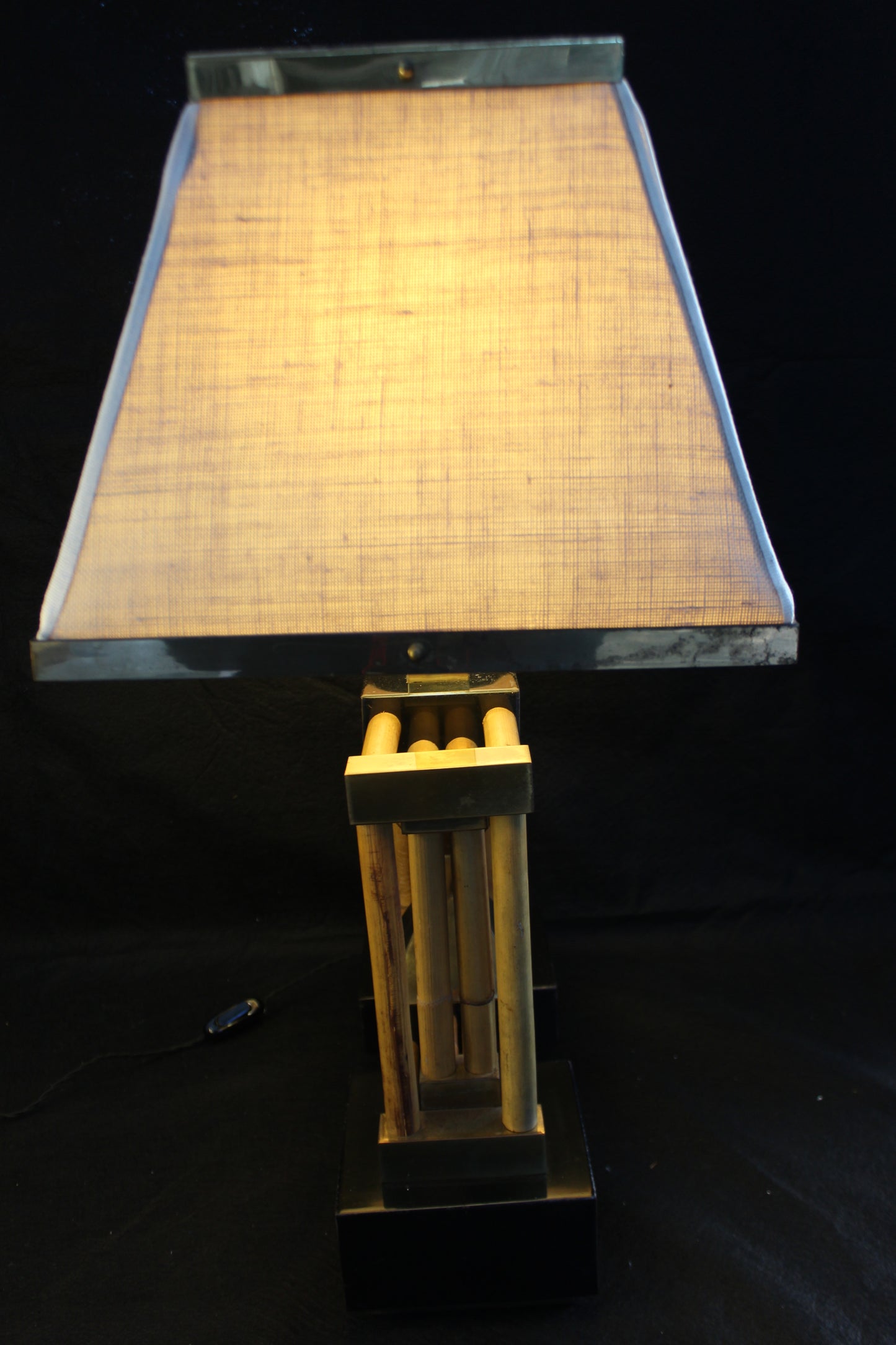 Lampada da Tavolo geometrica in bambù, Anni '70