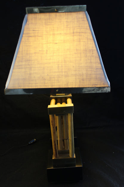 Lampada da Tavolo geometrica in bambù, Anni '70