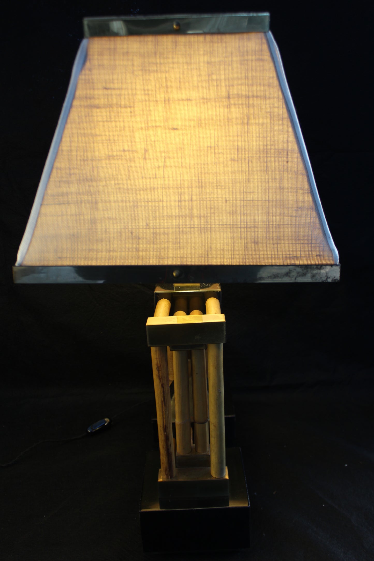 Lampada da Tavolo geometrica in bambù, Anni '70