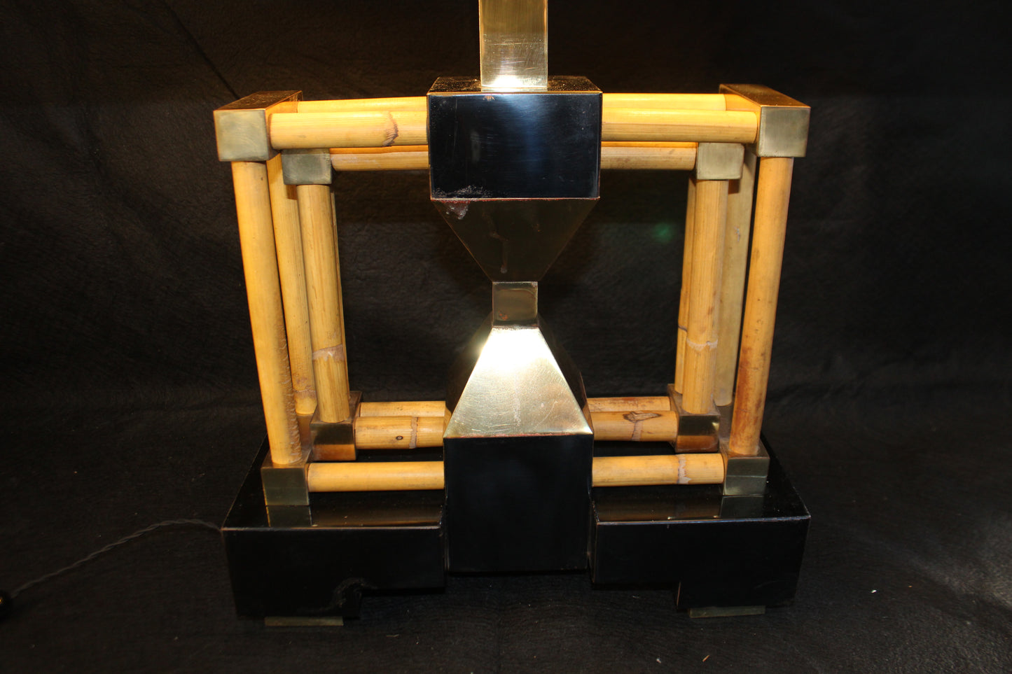 Lampada da Tavolo geometrica in bambù, Anni '70