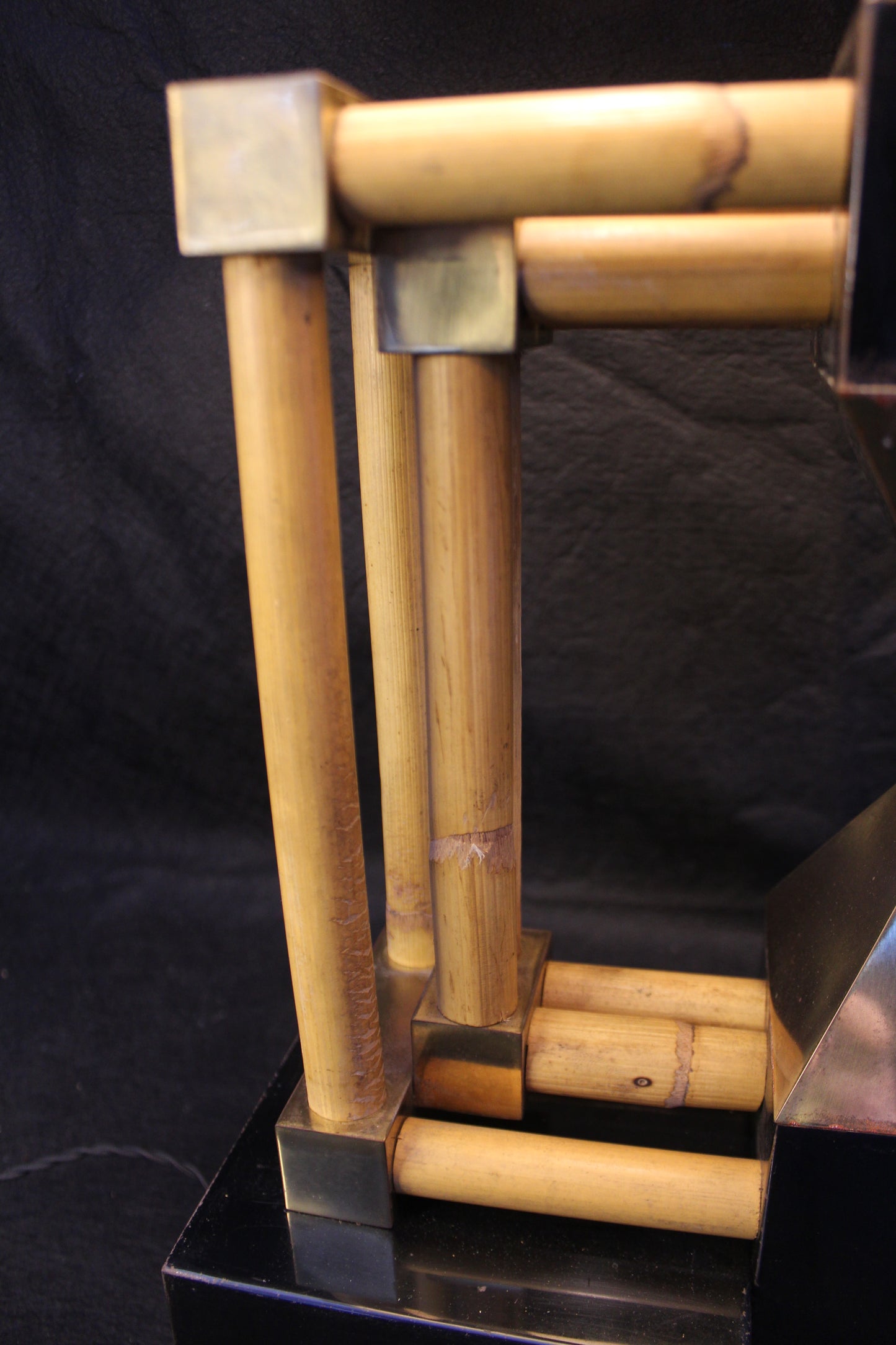 Lampada da Tavolo geometrica in bambù, Anni '70