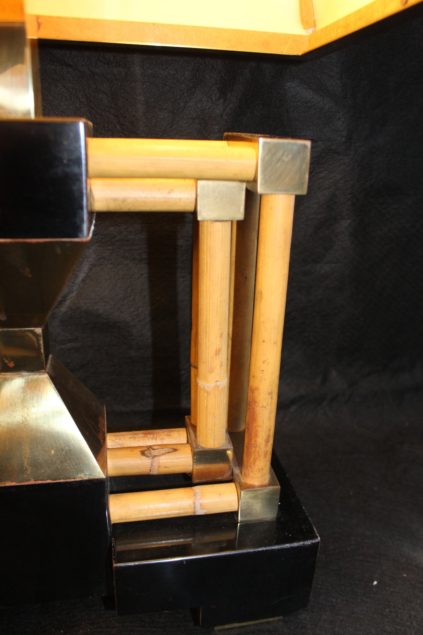 Lampada da Tavolo geometrica in bambù, Anni '70