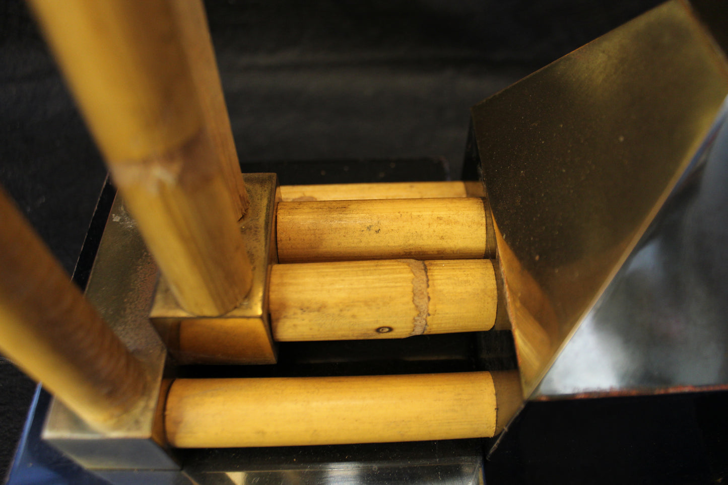 Lampada da Tavolo geometrica in bambù, Anni '70