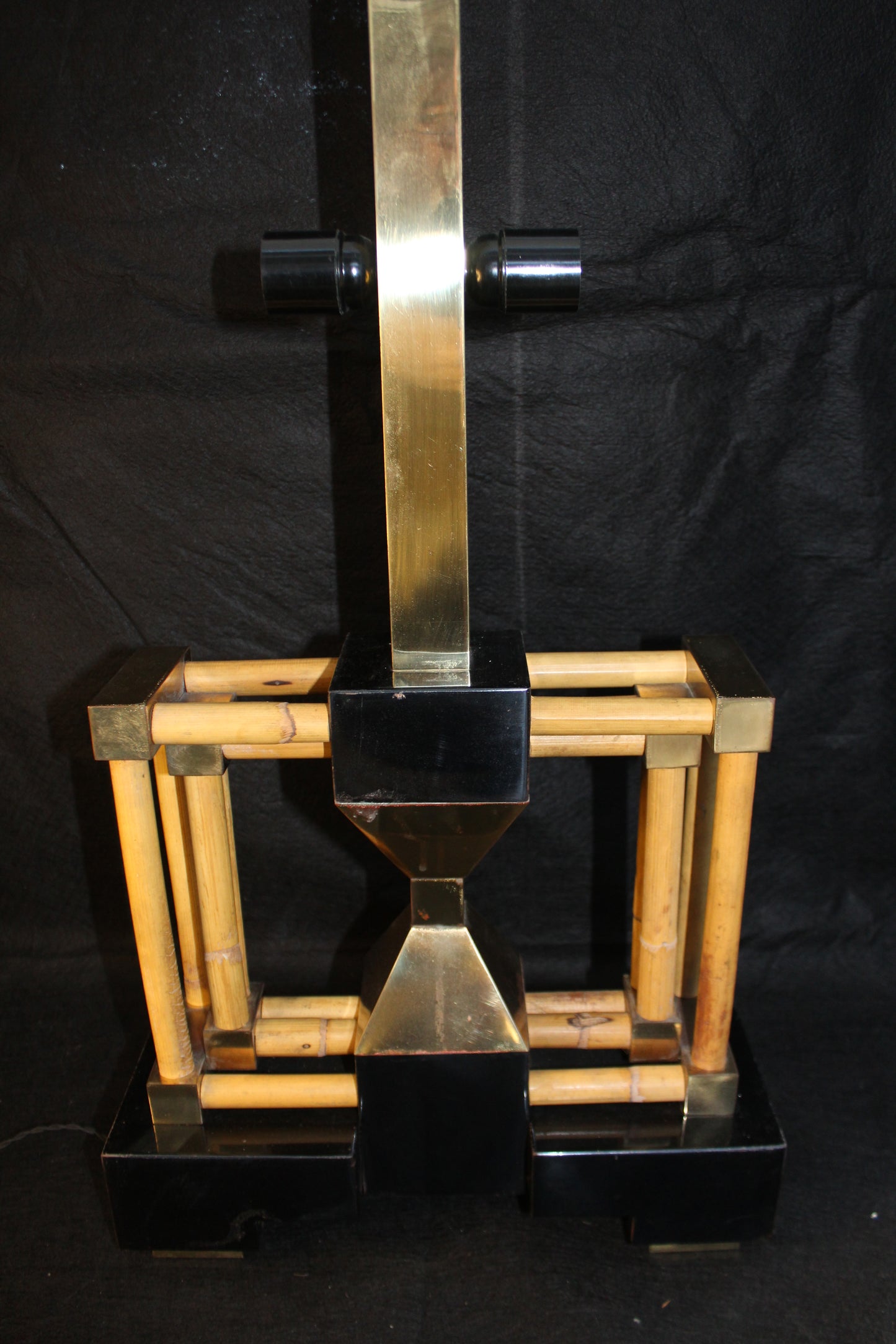 Lampada da Tavolo geometrica in bambù, Anni '70