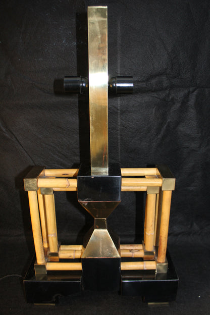 Lampada da Tavolo geometrica in bambù, Anni '70