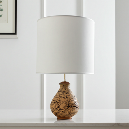 Lampada da Tavolo in ceramica decorata a mano, Anni '70