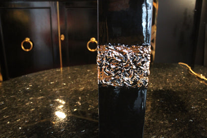 Coppia di Lampade in Ceramica Nera e Fascia Oro, Anni '70