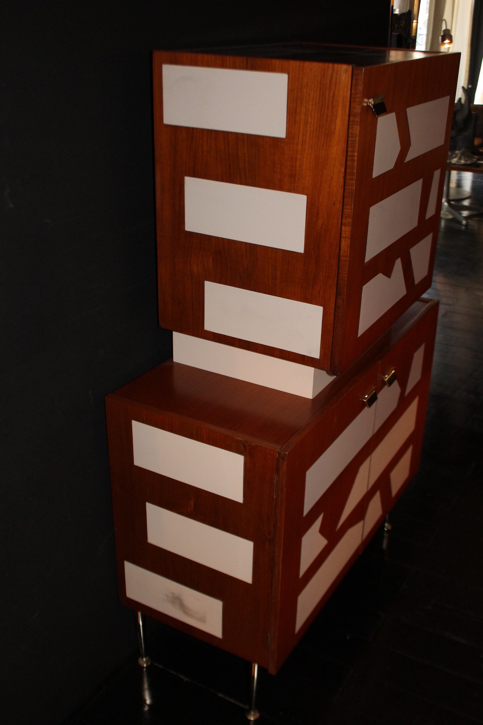 Bar Cabinet with Abstract Inlay, 1960s