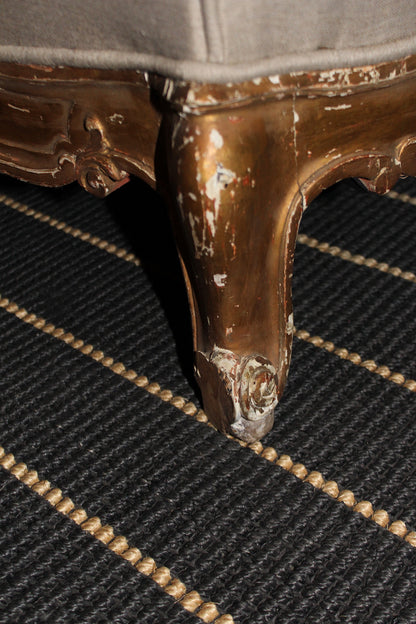 Pair of Linen Armchairs with Carved Baroque Base, 1950s