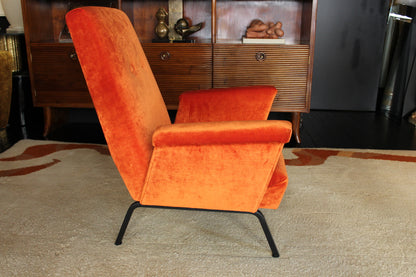 Pair of Orange Velvet Armchairs, 1960s