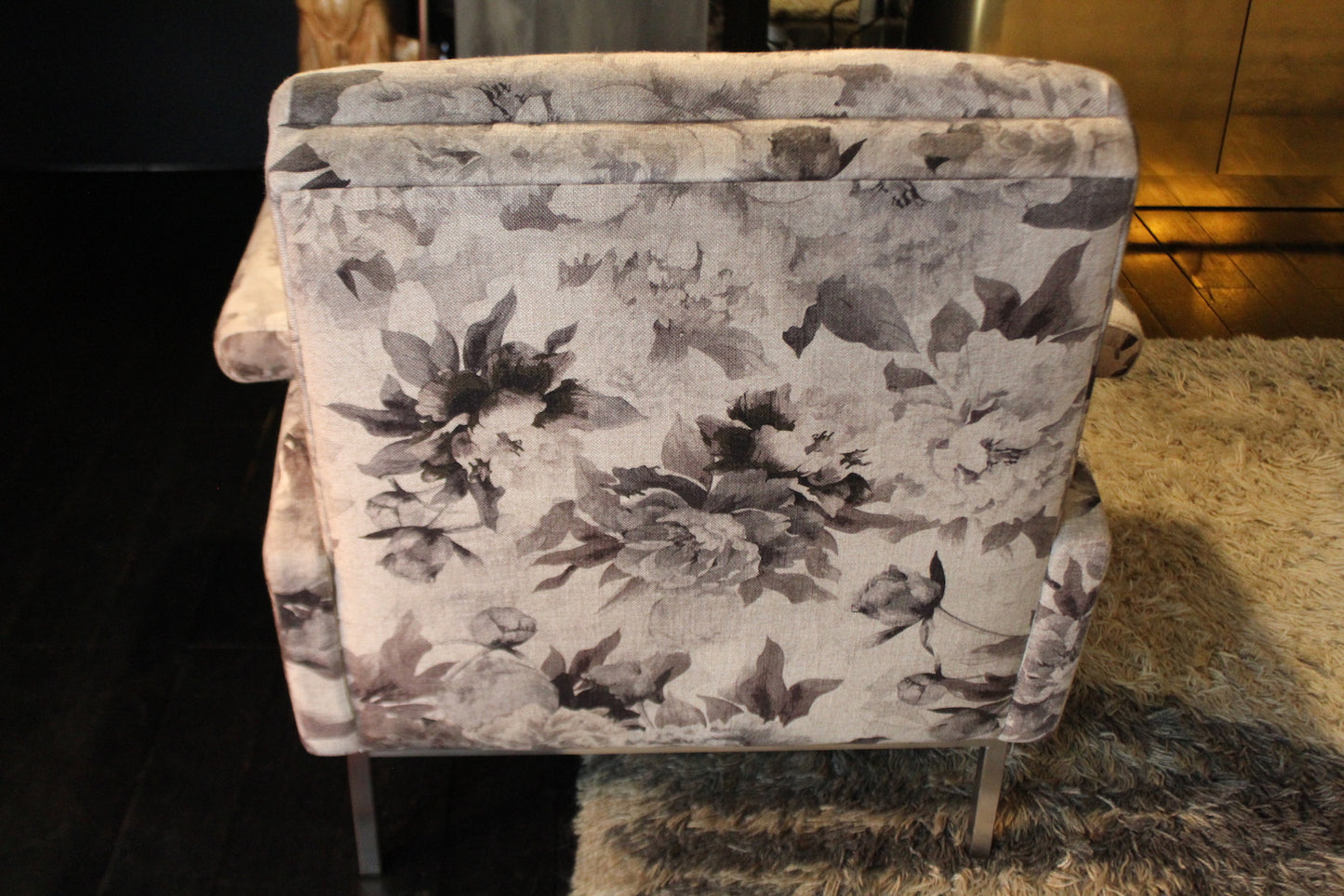 Pair of Linen Armchairs with Floral Print, 1970s