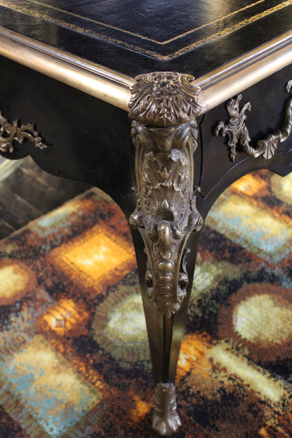 Scrivania Stile Napoleone III con Intarsi in Ottone, Primi '900