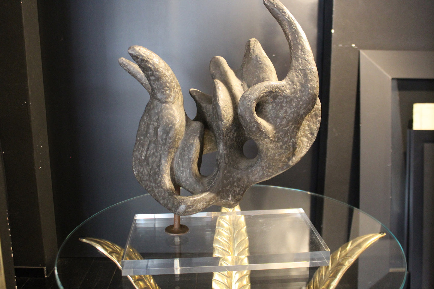 Scultura Astratta in Bronzo Patinato, Anni '50