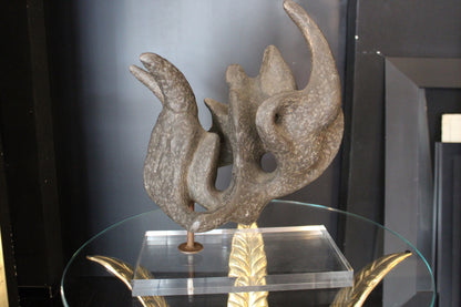Scultura Astratta in Bronzo Patinato, Anni '50