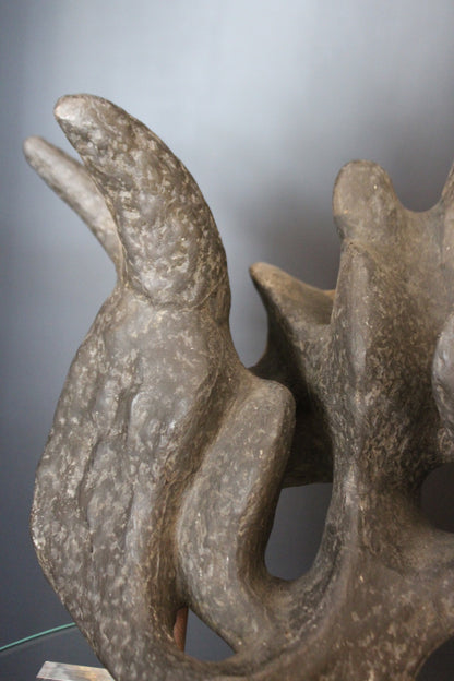 Scultura Astratta in Bronzo Patinato, Anni '50