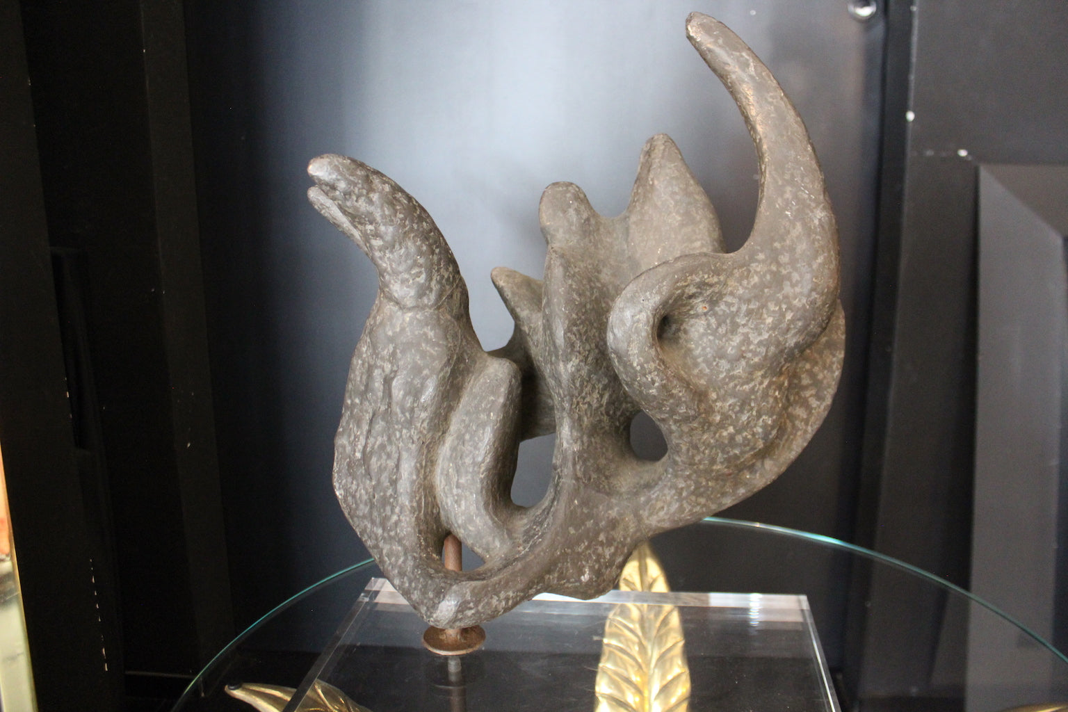 Scultura Astratta in Bronzo Patinato, Anni '50
