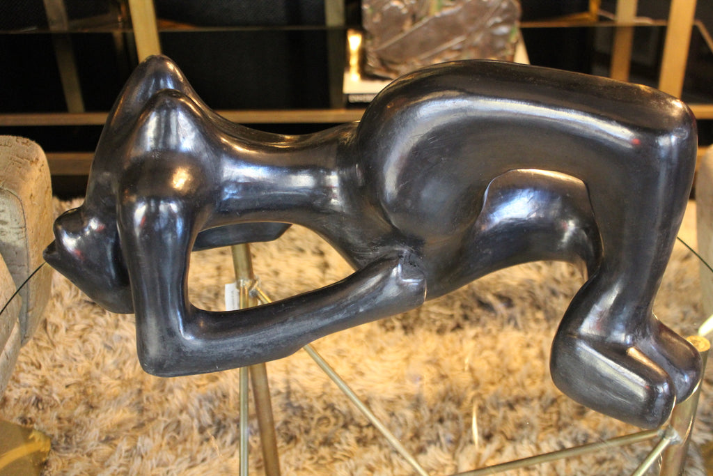 Scultura 'Donna' in Ceramica Nera Lucida, Anni '50