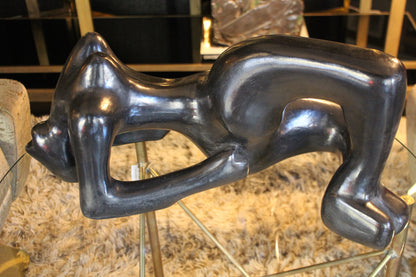 Scultura 'Donna' in Ceramica Nera Lucida, Anni '50