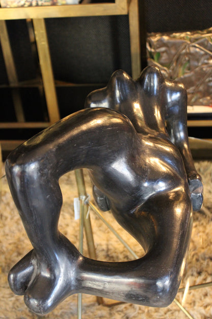 Scultura 'Donna' in Ceramica Nera Lucida, Anni '50