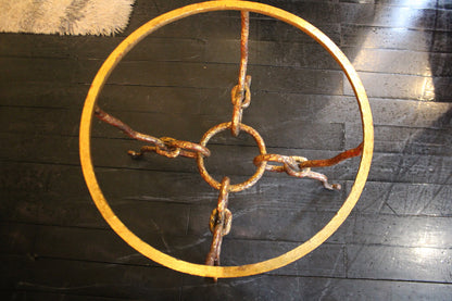 Tavolino da Caffè in Ferro Battuto e Vetro, Finitura Oro, Anni '40