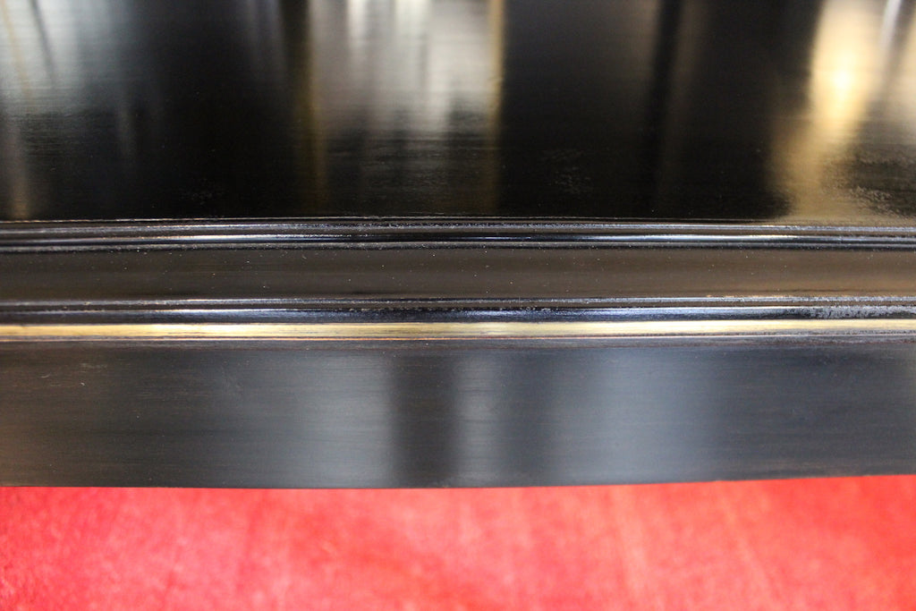 Tavolo da Pranzo Laccato Nero con Dettagli in Ottone, Anni '70