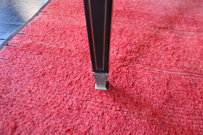 Tavolo da Pranzo Laccato Nero con Dettagli in Ottone, Anni '70