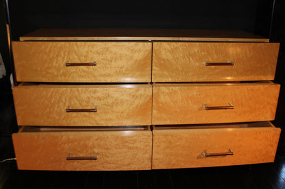 Modernist Chest of Drawers in Cedar Wood and Brass, 1970s