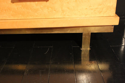 Modernist Chest of Drawers in Cedar Wood and Brass, 1970s