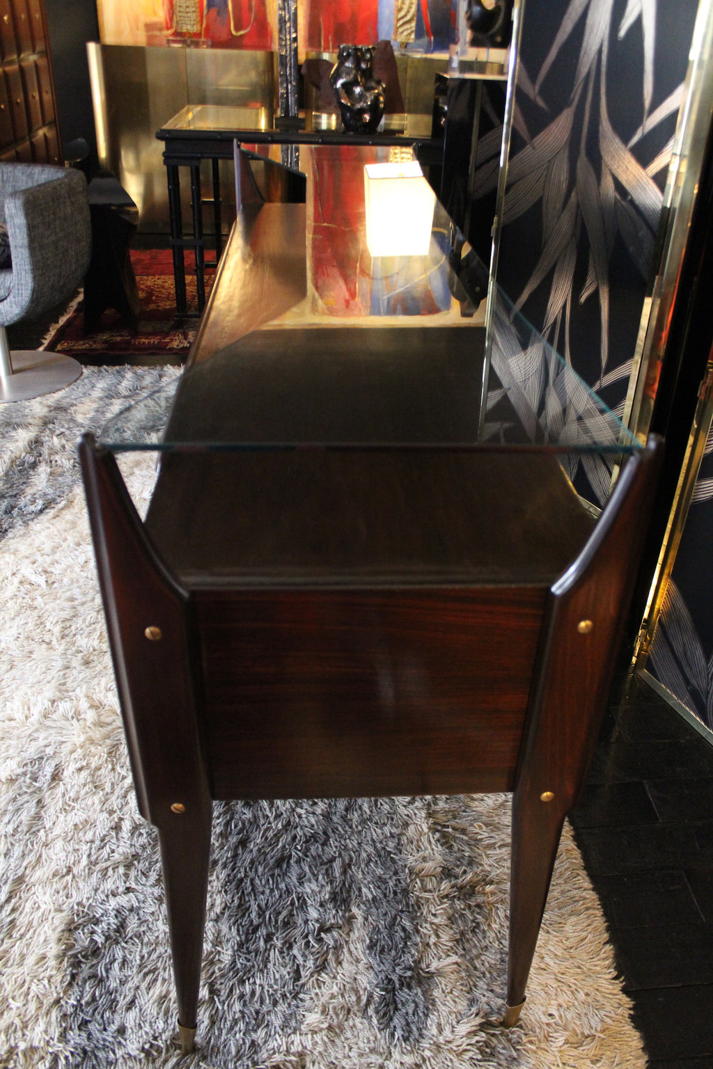 Rosewood Console Table with White Drawers, 1950s