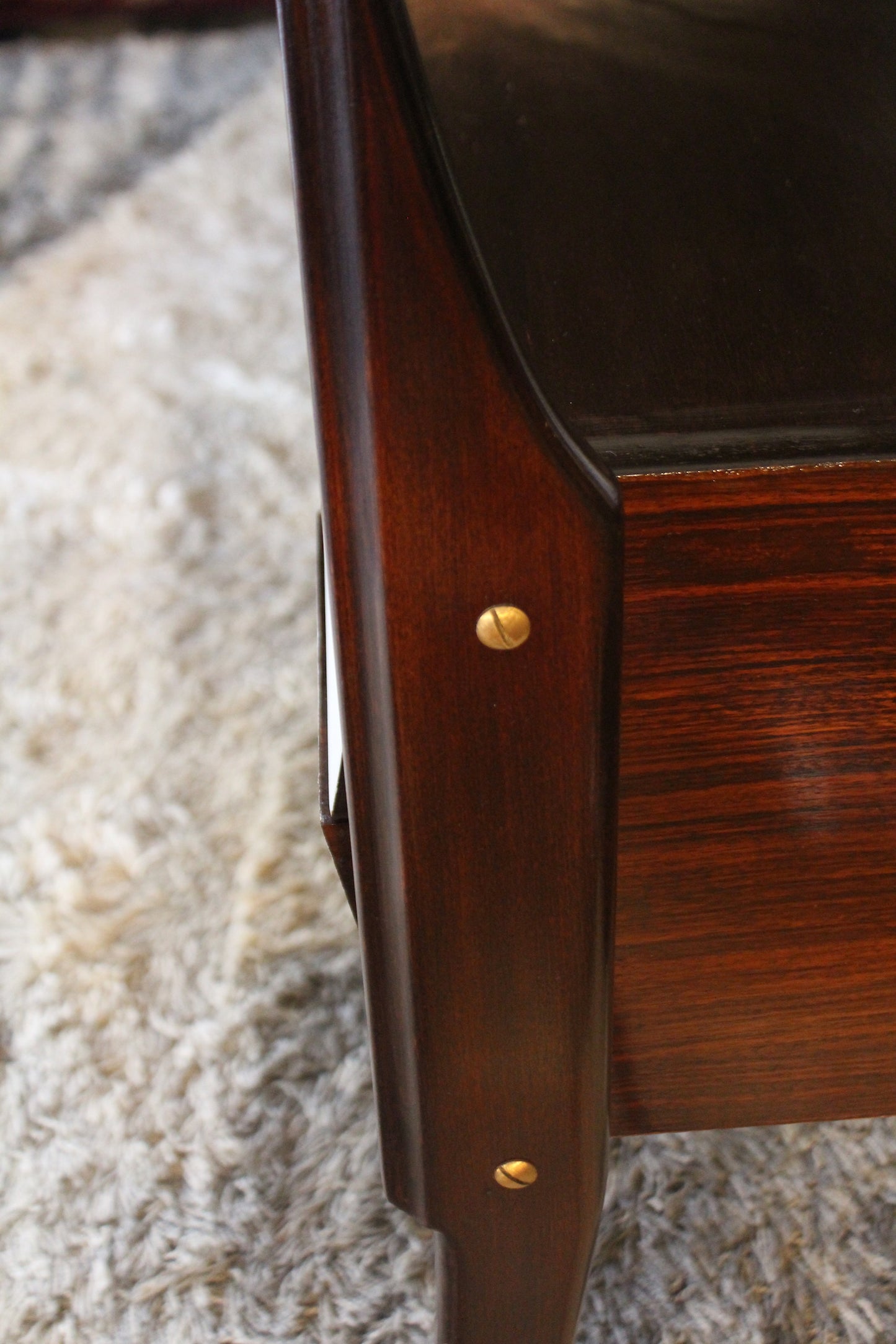 Console in Palissandro e Cassetti Bianchi, Anni '50