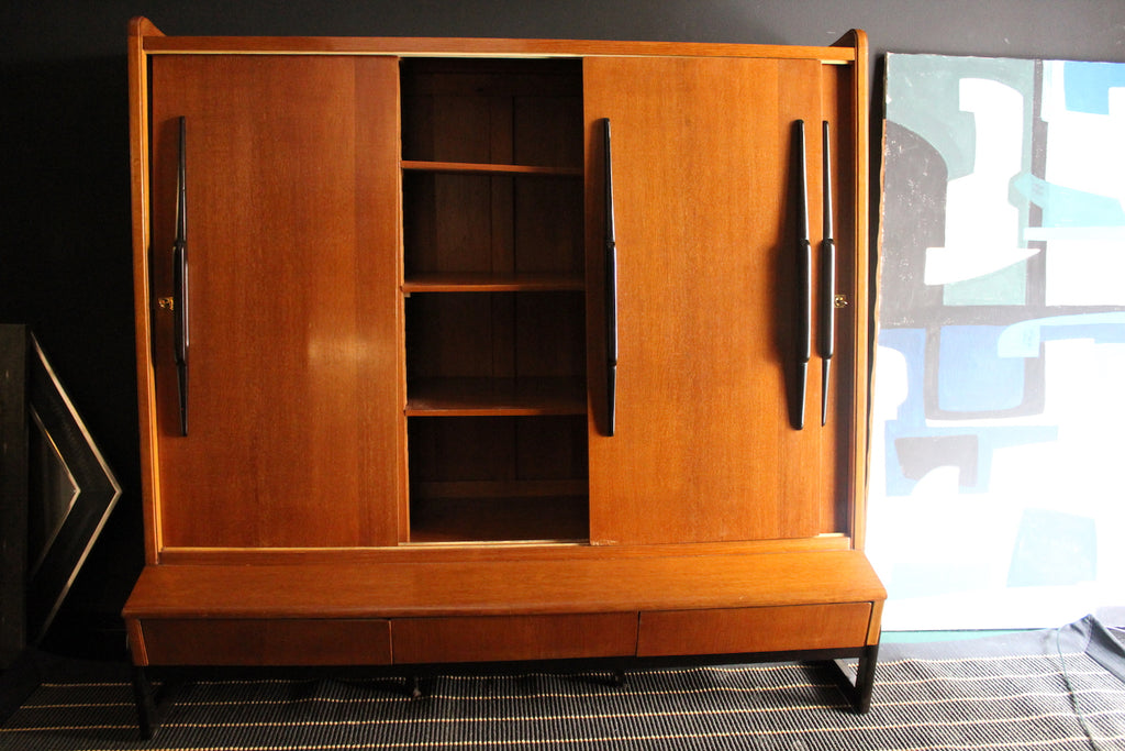 Tall sideboard with sliding oak doors, 1940s