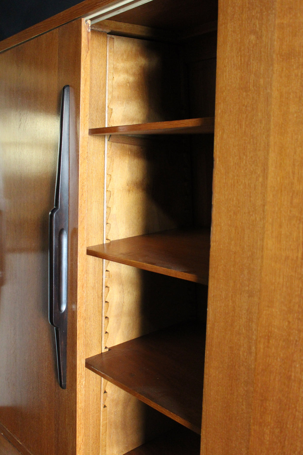 Tall sideboard with sliding oak doors, 1940s