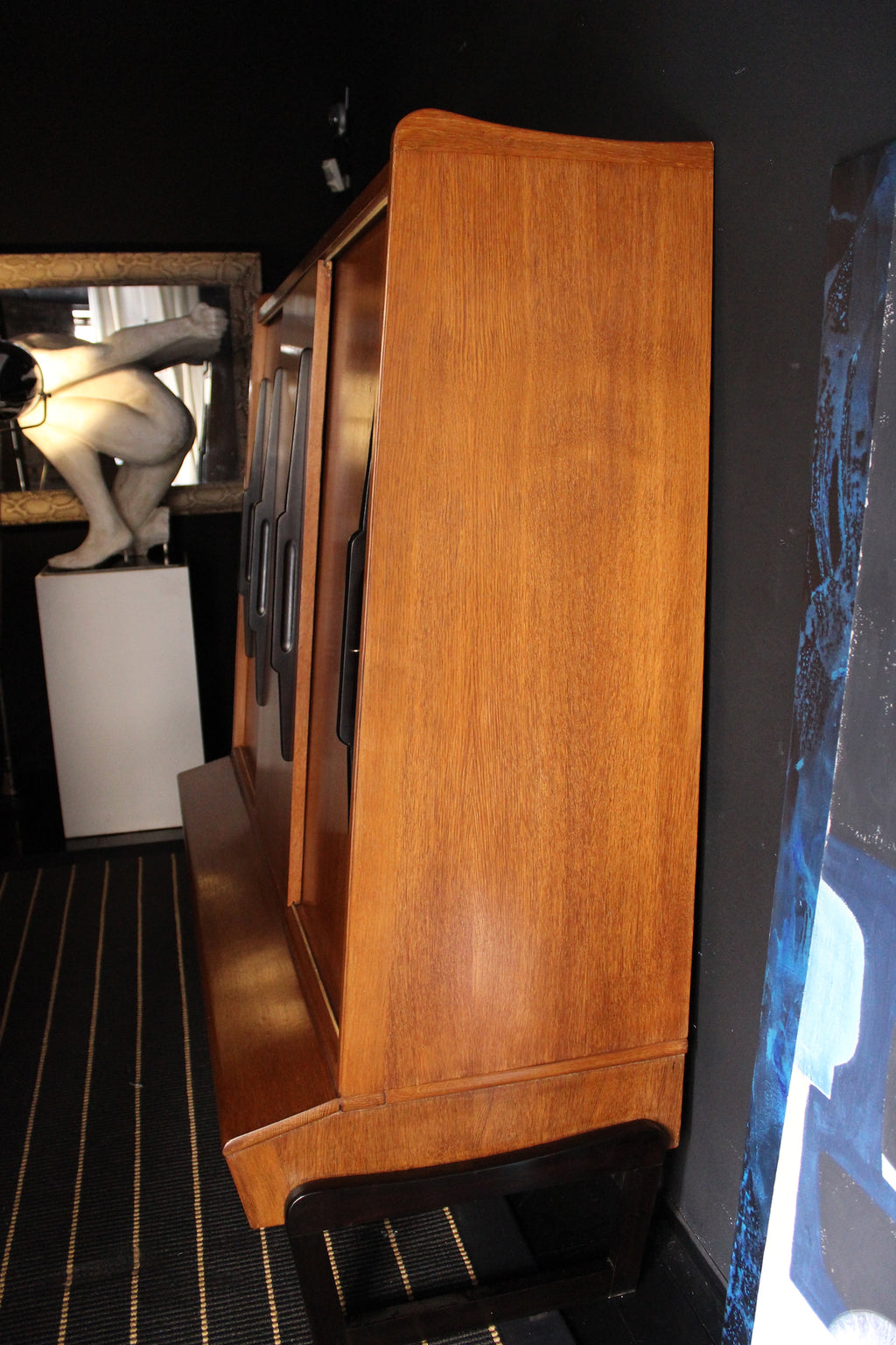 Tall sideboard with sliding oak doors, 1940s