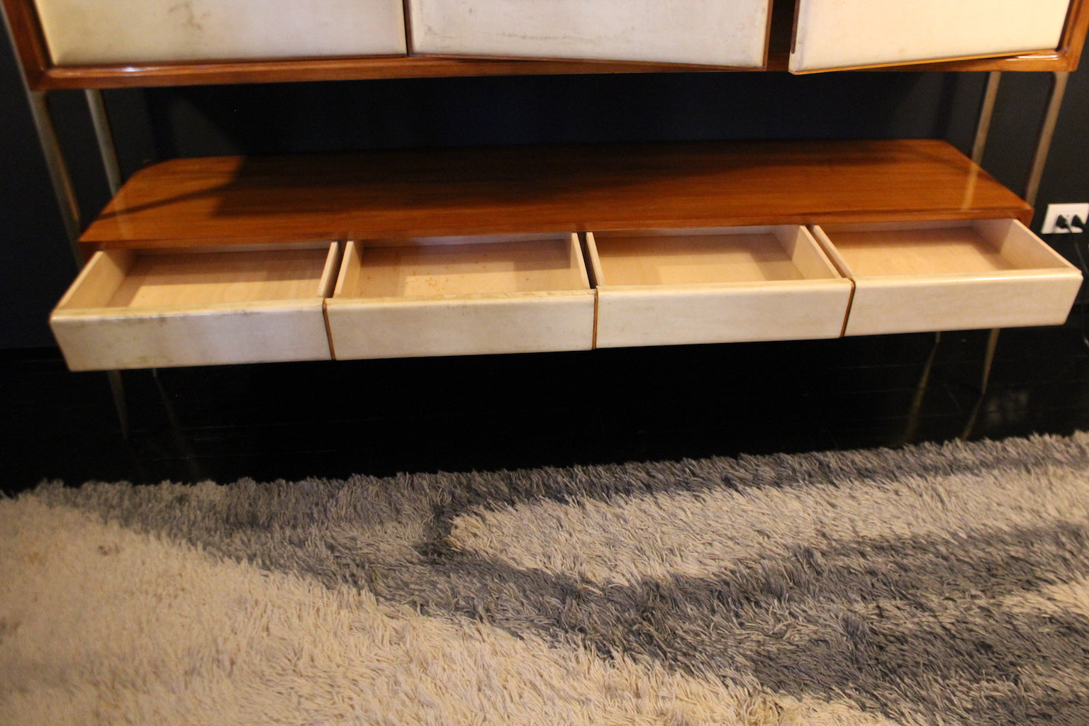 Parchment and Brass Sideboard, 1950s