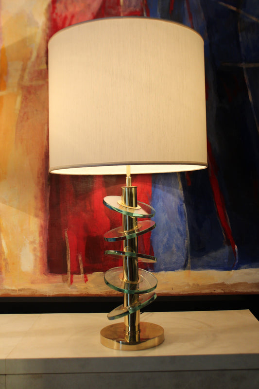 Coppia di Lampade 'Saturno' in Vetro e Ottone