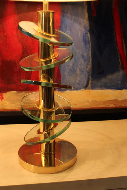 Coppia di Lampade 'Saturno' in Vetro e Ottone